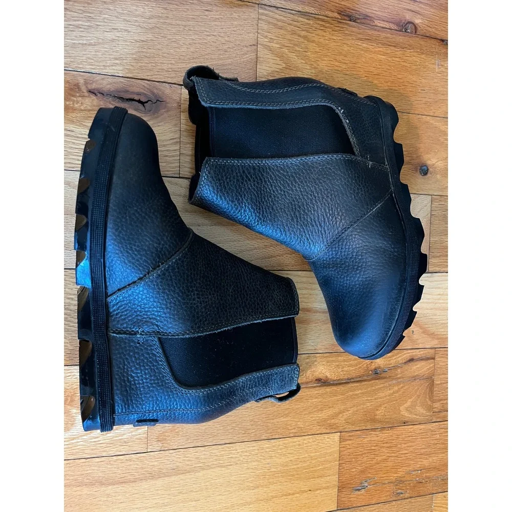 Sorel Joan Of Arctic Boots Gray Chelsea Wedge Waterproof Leather Womens Size 7.5